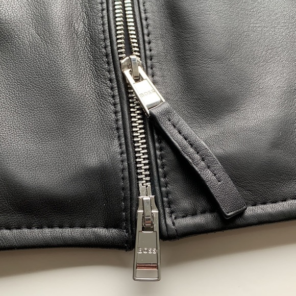 BOSS Nokuri Lambskin Leather Biker Jacket - Picture 11 of 16